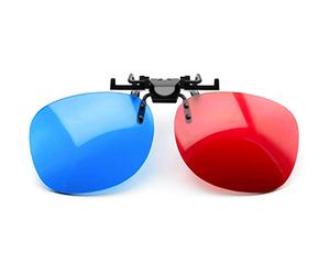 PRECORN Lunettes 3D Clip-on Rouge/Bleu (anaglyphe 3D) pour porteurs de Lunettes