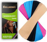 Precut Kinesiology Tape (5 Cm X 5 M,40 Strips),Hypoallergenic,Waterproof And Breathable,Physio-Elastic Sports Band For Pain Relief For Muscles,Various Sports (Colourful)