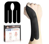 PreCut Lot de 10 bandes de kinésiologie pour poignet - Prédécoupées - Soutien des articulations et soulagement de la douleur musculaire - Doux pour la peau - Imperméable - Noir