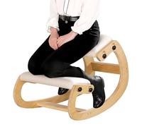 Predawn Siège Assis à Genoux Ergonomique pour Posture Verticale - Coussin en Bois et en Lin - Soulager Les Douleurs au Dos et au Cou et Améliorer la Posture-Naturelle/Gris