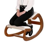 Predawn Siège Assis à Genoux, Siege Ergonomique, Chaise Ergonomique, Tabouret Ergonomique, Coussin en Bois et en Lin, Soulager Les Douleurs au Dos et au Cou et Améliorer la Posture (Noyer)