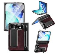 PREDCFVY for iPhone Duo Case with Screen Protector & Pen & Pen Holder | Hinge Case with Invisible Kickstand,Leather + PC Shockproof Case for iPhone Duo(Rosso)