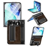 PREDCFVY for iPhone Duo Case with Screen Protector & Pen & Pen Holder | Hinge Case with Invisible Kickstand,Leather + PC Shockproof Case for iPhone Duo(Coffee)