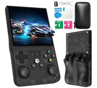 Prede R36 MAX Retro Portable Game Console - 20000 Jeux Classiques 4000mAh Batterie, 4 Pouces HD Écran, Système Linux Portable Mini Console De Jeu-Transparent black||128G