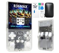 Prede R36 MAX Retro Portable Game Console - 20000 Jeux Classiques 4000mAh Batterie, 4 Pouces HD Écran, Système Linux Portable Mini Console De Jeu-Transparent||128G