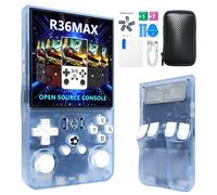 Prede R36 MAX Retro Portable Game Console - 20000 Jeux Classiques 4000mAh Batterie, 4 Pouces HD Écran, Système Linux Portable Mini Console De Jeu-Glacier Blue||64G