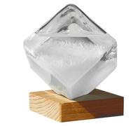 Préditeur météorologique, verre de tempête avec du cube de base en bois Forme de temps de temps de temps de bureau