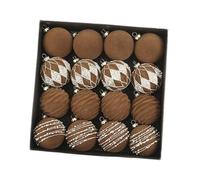 predolo 16 Boules de Noël floquées à Paillettes argentées de 6 cm, décorations créatives pour Sapin de Noël et fêtes d'année à la Maison, CafÉ