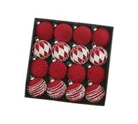 predolo 16 Boules de Noël floquées à Paillettes argentées de 6 cm, décorations créatives pour Sapin de Noël et fêtes d'année à la Maison, Rouge