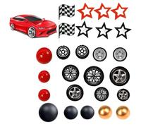 predolo 27 Pièces de Décorations pour Gâteau En Forme de Roue de Course, Thème Course Automobile, Drapeau à, pour Anniversaire.