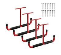 predolo 4 Pièces Crochet de Suspension Plafond Support Suspension Métal Garage Support Mur Plafond pour Kayak Vélo Range-skateboard Polyvalent Installation Fa, Rouge