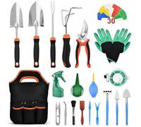 predolo 7 Pièces Set D'outils de Jardinage en Acier Inoxydable Poignées Ergonomiques Ensemble D'outils de Jardin Multifonction Ensemble Complet du Jardinier