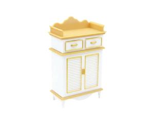 predolo Armoire Miniature 1:12 Hautement Détaillé Meuble de Poupée à l'échelle 1:12 Design Rétro Meuble de Rangement Miniature pour Collectionneurs, Or Blanc
