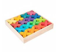 predolo Blocs de Construction en Bois et Acrylique Multicolore Blocs en Bois et Acrylique Coordination Œil- Sensoriels Translucides pour Enfants, Croix Multicolore