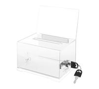 predolo Boîte à suggestions en acrylique pour la collecte des bulletins, contenant pratique pour le dépôt des bulletins, boîte à dons verrouillable, Clair