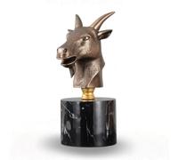 predolo Buste d'animal avec Socle Bronze Statuette d'animal Moderne Statue pour Bureau, FTKD6278A Chèvre
