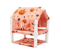 predolo Cachette à Deux Niveaux Confortable Maisonnette avec Rideau à Franges Stable Nid avec Rideau à Franges pour Lapins Nains, Hérissons, Cage, Parc, Orange