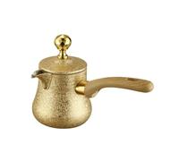 predolo Cafetière Acier Inoxydable Becs Verseurs Cafetière Turque Avec Couvercle Cafetière Turque à Long Manche pour Bureau, 900ML, Couvercle Or Style 1