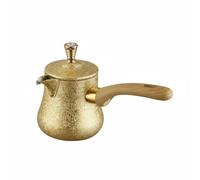 predolo Cafetière Acier Inoxydable Becs Verseurs Cafetière Turque Avec Couvercle Cafetière Turque à Long Manche pour Bureau, 550ML, Couvercle Or Style 2