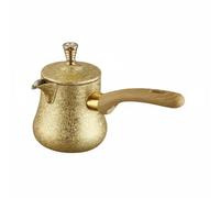 predolo Cafetière Acier Inoxydable Becs Verseurs Cafetière Turque Avec Couvercle Cafetière Turque à Long Manche pour Bureau, 900ML, Couvercle Or Style 2