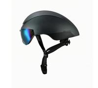 predolo Casque de Vélo Route Casque Cycliste Casque Intégral Casque Unisexe avec Coque Rigide et Mousse Visière Miroir Intégrée Aérations Multiples Sangle, Noir Titane, 54-61cm