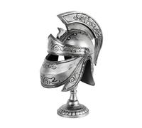 predolo Casque Guerrier Romain avec Socle Antique Casque Romain Décoratif Aspect Fer Forgé Statue Guerrier Mythologique pour Salon, Bureau, Bibliothèque, Argenté 2506, Style to 11