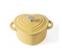 predolo Casserole Émail Cœur Petite Marmite Mini Cocotte Poêlon Format Compact pour Portions Solos Rétention de Chaleur Durable Convient aux Œufs Brouillés Soupes Rapides Cuisine Familiale, Yellow