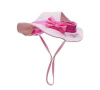 predolo Chapeau pour Chien Chat Chapeau Bob Casquette Bord Large et Ruban Décoratif avec Attache sous la Tête en Coton Tressage Souple pour Promenade Photo, Array, Rose, L