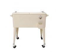 predolo Chariot Bouteilles roulettes Décapsuleur Intégré Glacière Roulante Acier Métallique Refroidisseur Roulant, Beige