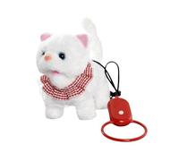 predolo Chat en peluche électrique, jouet chat qui marche, léger, drôle, mignon, animal en peluche vivant avec sons et mouvements pour enfants, Blanc