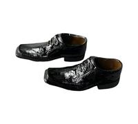 predolo Chaussures habillées de cérémonie à l'échelle 1/6 pour poupées, accessoire de déguisement, rétro, bout carré, pour figurines articulées de, Noir Brillant