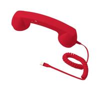 predolo Combiné téléphonique rétro pour téléphone fixe, avec poignée, récepteur USB-C, et haut-parleur, compatible avec les téléphones portables, Rouge