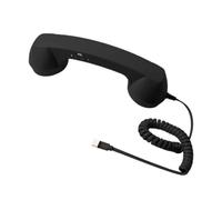 predolo Combiné téléphonique rétro pour téléphone fixe, avec poignée, récepteur USB-C, et haut-parleur, compatible avec les téléphones portables, Noir