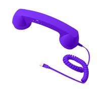 predolo Combiné téléphonique rétro pour téléphone fixe, avec poignée, récepteur USB-C, et haut-parleur, compatible avec les téléphones portables, Violet