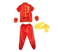 predolo Costume Traditionnel Chinois de Wushu, Tenues d'arts Martiaux, Uniforme de Tai pour Spectacle sur Scène pour Hommes et Femmes, Doux, Rouge 140