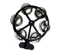 predolo Cymbales de tambourin Hi Hat avec rangée de grelots pour les fêtes d'ensemble KTV sur scène, Noir Argent