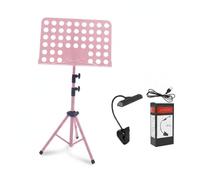 predolo de Lecture Musicale Pliant avec Lampe à Col de Cygne Rechargeable Support Métallique Antidérapant pour Partitions Réglable en Hauteur de 65 à