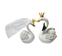 predolo Décoration de gâteau de mariés, figurine de couple de cygnes, ornement décoratif créatif pour cadeau de mariage romantique