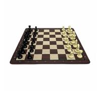 predolo Échiquier Enroulable Imitation Bois Robuste Tapis D'échecs Enroulable Surface Lisse Échiquier Portable pour Débutants, Écoliers, PIÈCES+Plateau