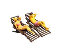 predolo Ensemble de Plage Romantique à l'Échelle 1:87, Modèle Inclinable en Résine pour Décoration de Paysage; Figurines Miniatures 1/87 Chaise de Plage pour, Noir