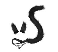predolo Ensemble d'oreilles et de queue de chat, décoration de cosplay, cadeau, cerceau pour cheveux avec oreilles de chat pour jeu de rôle, Noir