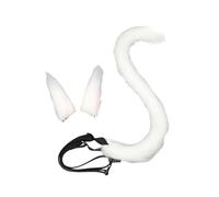 predolo Ensemble d'oreilles et de queue de chat, décoration de cosplay, cadeau, cerceau pour cheveux avec oreilles de chat pour jeu de rôle, Blanc