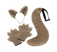 predolo Ensemble Oreilles et Queue de Loup, Joli Cosplay Animal pour Un Festival, Une Représentation sur Scène, Un Bal, Marron Clair