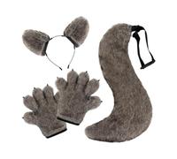 predolo Ensemble Oreilles et Queue de Loup, Joli Cosplay Animal pour Un Festival, Une Représentation sur Scène, Un Bal, Gris