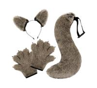 predolo Ensemble Oreilles et Queue de Loup, Joli Cosplay Animal pour Un Festival, Une Représentation sur Scène, Un Bal, Herbe Jaune