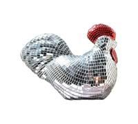 predolo Figurine de poulet boule à facettes, statue de poulet disco, sculpture de coq, décoration de la maison pour hôtel, Mèche