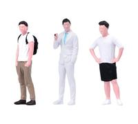 predolo Figurine miniature masculine au 1/64, figurine de collection en résine peinte pour modélisme ferroviaire et décoration architecturale, 3 PiÈces