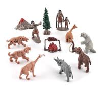 predolo Figurines Préhistoriques Boîte Hommes Préhistoriques Faune Antédiluvienne Dinos Accessoires Scène Campement Volcanique