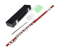 predolo Flûte Traversière Étui Rigide Inclus Flûte à 16 Clés Ensemble Complet Instrument de Musique pour Débutants, Étudiants, Performance sur Scène, Maison, Rouge