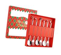 predolo Fourchettes et cuillères pour Noël avec coffret cadeau Ensembles de couverts Vaisselle créative élégante Cuillère à thé pour cuisine Bureau Buffets, Argent 6 Pièces